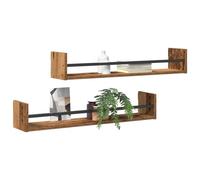 vidaXL Wall Shelf 2 pcs Old wood 80 x 16 x 14 cm Engineered Wood, Living Room, Rustic, Rectangular Wall Shelves, Functional Storage, Ample Decorative Shelf Unit for Home Organization