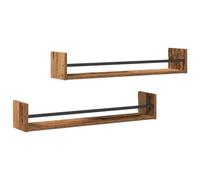 vidaXL Wall Shelf 2 pcs Old wood 80 x 16 x 14 cm Engineered Wood, Living Room, Rustic, Rectangular Wall Shelves, Functional Storage, Ample Decorative Shelf Unit for Home Organization