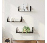 vidaXL Wall Shelf Wall-mounted with Storage 3 pcs Black Oak