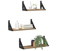 vidaXL Wall Shelf Wall-mounted with Storage 3 pcs Smoke Oak