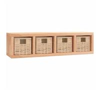 vidaXL Wall Shelf with Baskets 62x18x16 cm Solid Wood Walnut Wall Hanging