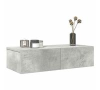 Floating Wall Shelf with Drawers Engineered Wood Storage Display Shelf