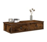 (smoked oak, 80 x 31 x 17 cm) vidaXL Wall Shelf with Drawers White 60x25x15 cm Engineered Wood