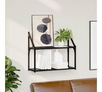 vidaXL Wall Shelf with Shelf Black oak 60 x 21 x 51 cm Engineered Wood