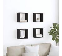 vidaXL Wall Shelf with Shelf Wall-mounted Black Oak Engineered Wood