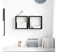 vidaXL Wall Shelf with Shelf Wall-mounted Black Oak Engineered Wood