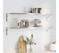 vidaXL Wall Shelves 2 pcs 100x23.5 cm Silver Stainless Steel
