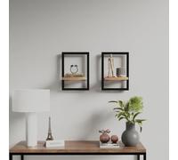 vidaXL Wall Shelves 2 Pcs 25x25x35 cm Solid Wood Acacia and Steel