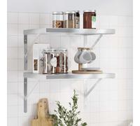 vidaXL Wall Shelves 2 pcs 50x40x3 cm Silver Stainless Steel