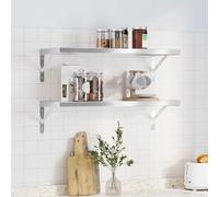 vidaXL Wall Shelves Floating Shelf Storage Shelf 2 pcs Silver Stainless Steel