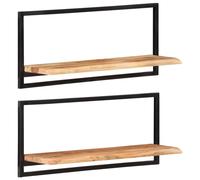vidaXL Wall Shelves 2 pcs 80x25x35 cm Solid Wood Acacia and Steel