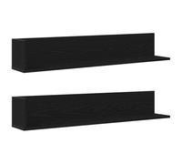 vidaXL Wall Shelves 2 pcs Black 100x16.5x16.5 cm Engineered Wood
