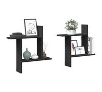 vidaXL Wall Shelves 2 pcs Black 50x12x50 cm Engineered Wood