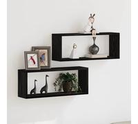 vidaXL Wall Shelves 2 pcs Black oak 60 x 15 x 23 cm Engineered wood