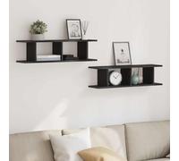 Wall Shelf 2pcs Black Oak 75x18x20 cm Engineered Wood Floating Display Shelf