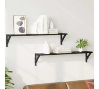 vidaXL Wall Shelves 2 pcs Black Oak 80 x 15 x 15.5 cm Engineered Wood