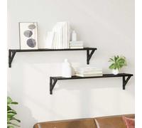 vidaXL Wall Shelves 2 pcs Black Oak 80 x 15 x 15.5 cm Engineered Wood