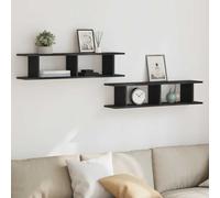 vidaXL Wall Shelves 2 pcs Black Oak 90x18x20 cm Engineered Wood