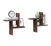 vidaXL Wall Shelves 2 pcs Brown Oak 38x12x38 cm Engineered Wood