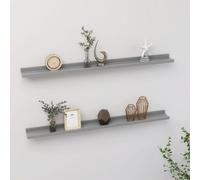 vidaXL Wall Shelves 2 pcs Grey 100x9x3 cm