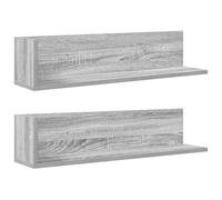 Wall Shelves 2pcs. Grey Sonoma Engineered Wood 75x16.5x16.5cm Floating L-Shaped