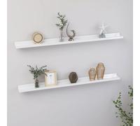 Vidaxl Wall Shelves 2 Pcs High Gloss White 100X9X3 Cm