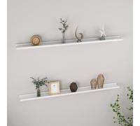 vidaXL 2x Wall Shelves High Gloss White 115x9x3 cm Hanging Display Racks Home