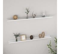 vidaXL 2x Wall Shelves High Gloss White 115x9x3 cm Hanging Display Racks Home