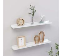 vidaXL Wall Shelves 2 pcs High Gloss White 60x9x3 cm UK HOT