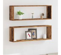 vidaXL Wall Shelves 2 pcs Old Wood 80 x 15 x 26 cm Engineered Wood