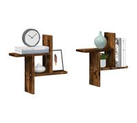 vidaXL Wall Shelves 2 pcs Smoked Oak 38x12x38 cm Engineered Wood