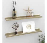 vidaXL 2x Wall Shelves White and Sonoma Oak 60x9x3 cm Hanging Display Racks
