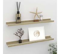 vidaXL Wall Shelves 2 pcs White and Sonoma Oak 60x9x3 cm UK HOT