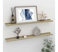 vidaXL Wall Shelves 2 pcs White and Sonoma Oak 80x9x3 cm UK HOT