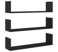 vidaXL Wall Shelves 3 pcs Black Oak 80x18x18 cm Engineered Wood floating shelf