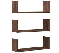 Wall Shelf 3pcs Brown Oak 58x18x18cm Engineered Wood Floating Space-Saver Set UK