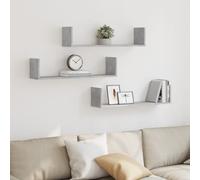vidaXL Wall Shelves 3 pcs Concrete Grey 80x18x18 cm Engineered Wood