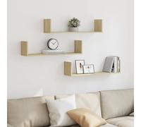 vidaXL Wall Shelves 3 pcs Sonoma Oak 80x18x18 cm Engineered Wood