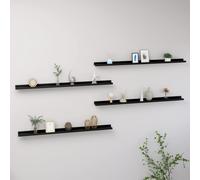 vidaXL Wall Shelves 4 pcs Black 115x9x3 cm