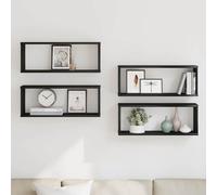 vidaXL Wall Shelves 4 pcs Black oak 60 x 15 x 23 cm Engineered wood
