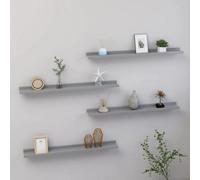 vidaXL 4x Wall Shelves Grey 80x9x3 cm Hanging Display Racks Furniture Home