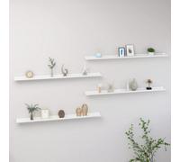 vidaXL 4x Wall Shelves High Gloss White 115x9x3 cm Hanging Display Racks Home