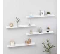 vidaXL 4x Wall Shelves High Gloss White 80x9x3 cm Hanging Display Racks Home