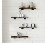 vidaXL Wall Shelves Floating Shelf Wall Rack 4 pcs Smoked Oak Engineered Wood