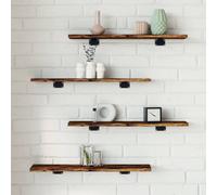 vidaXL Wall Shelves 4 pcs Smoked Oak 60x10x1.5 cm Engineered Wood