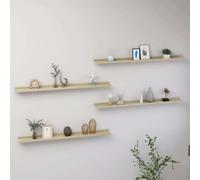 vidaXL Wall Shelves 4 pcs Sonoma Oak 100x9x3 cm UK HOT