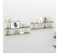 vidaXL 4x Wall Shelves White and Sonoma Oak 100x9x3 cm Hanging Display Racks