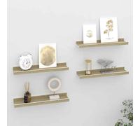 vidaXL Wall Shelves 4 pcs White and Sonoma Oak 40x9x3 cm UK HOT