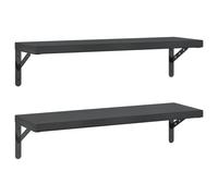vidaXL Wall Shelves Floating Shelf Storage Shelf 2 pcs Black Stainless Steel