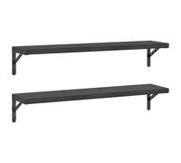 vidaXL Wall Shelves Floating Shelf Storage Shelf 2 pcs Black Stainless Steel